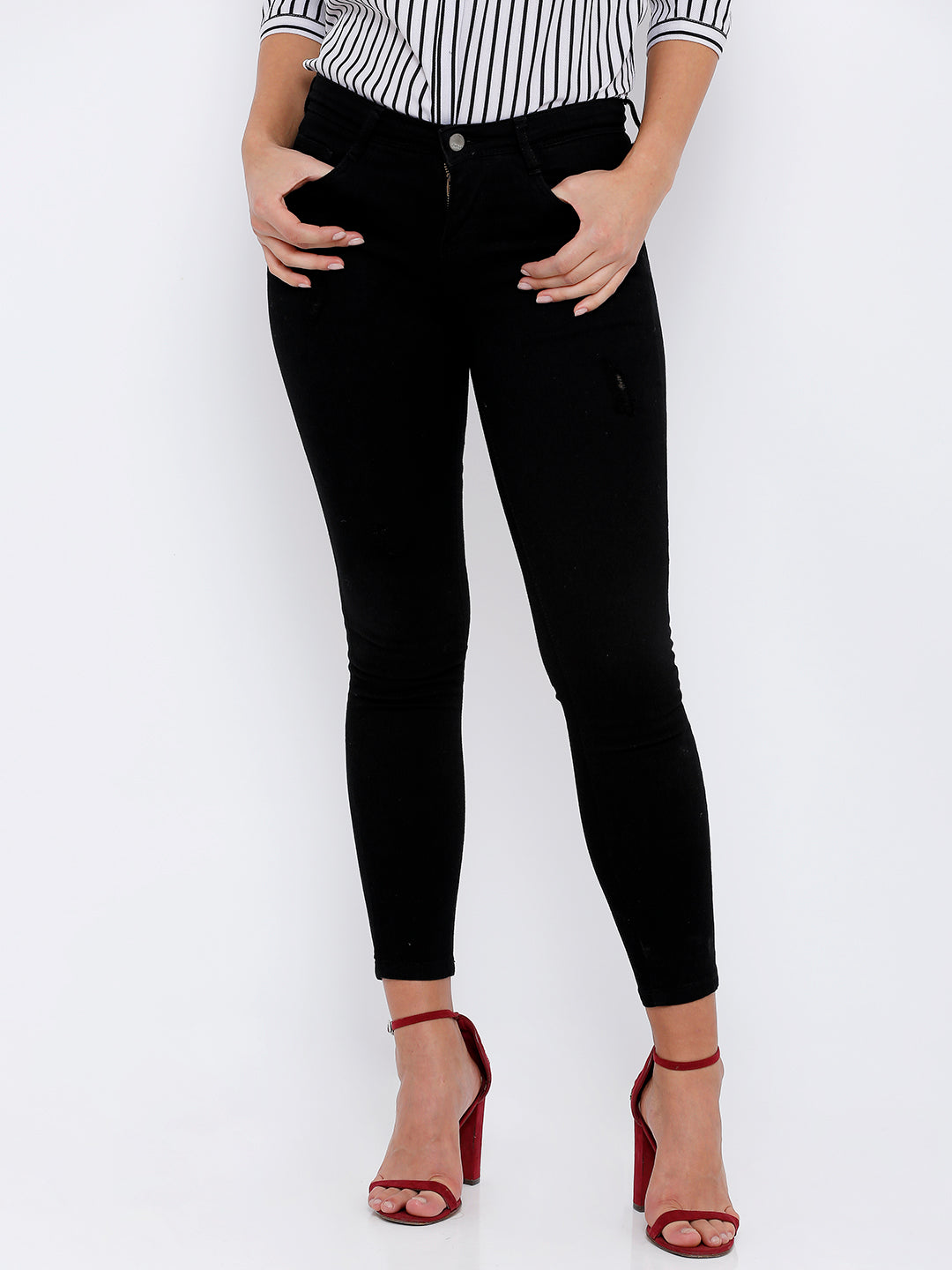 Women Mid-Rise Skinny Crop Jeans