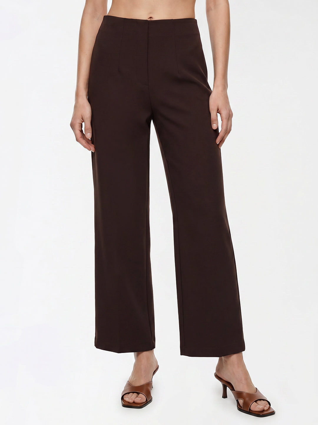 Women Dark Sepia Wide Leg Treggings