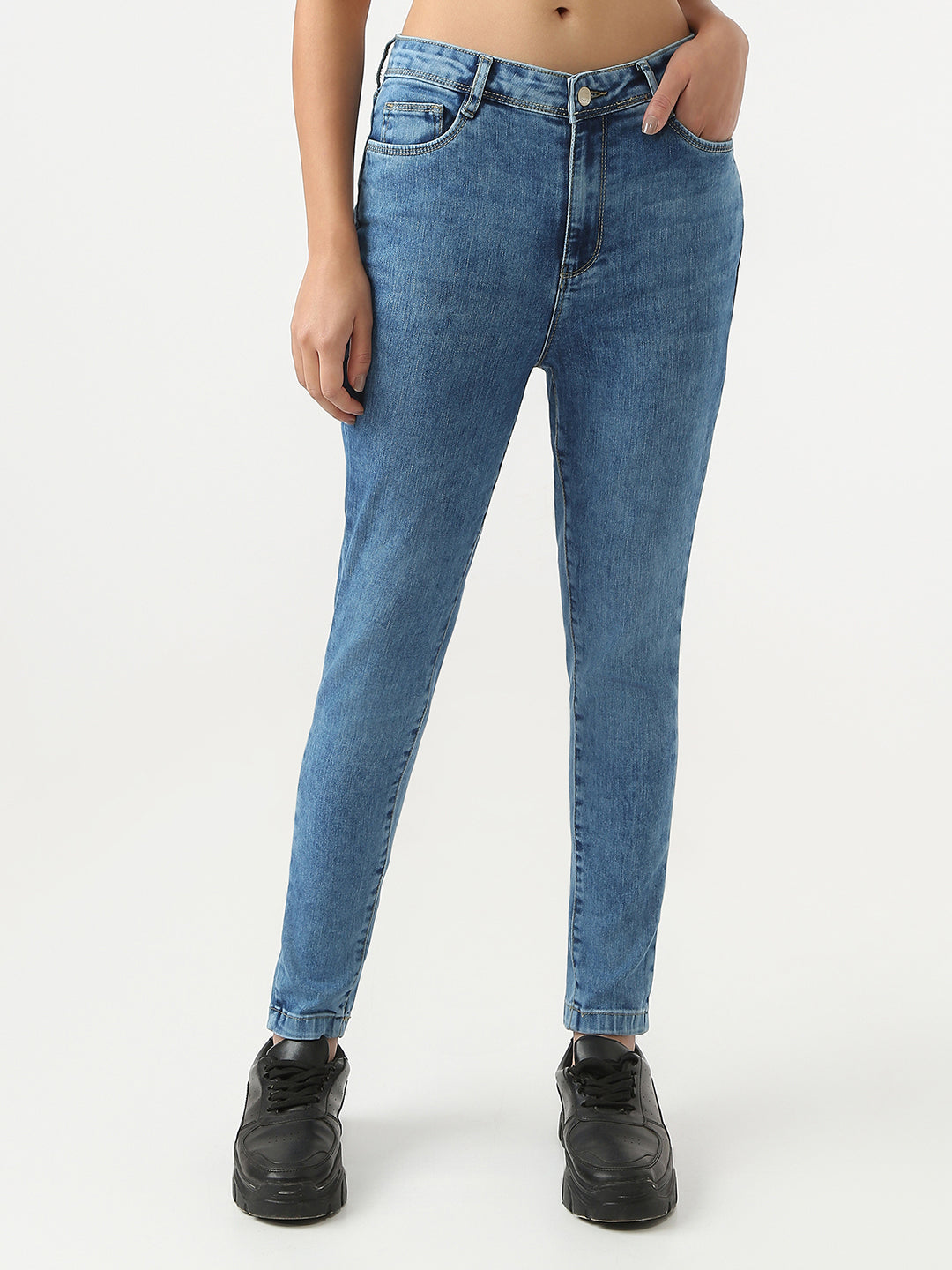 Women Blue High-Rise Skinny Jeans