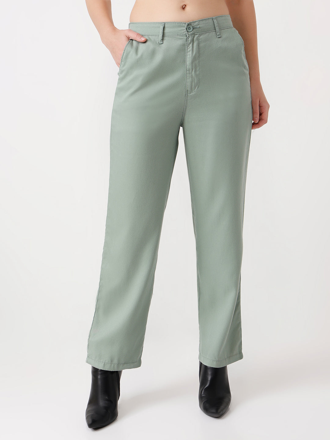Women High-Rise Loose Straight Fit Korean Pants