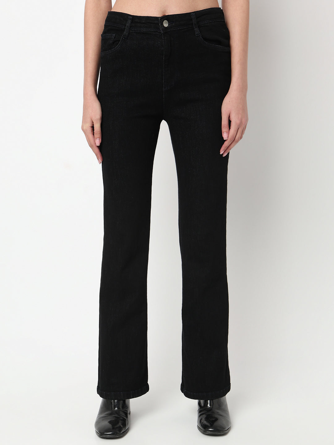 Women Black High-Rise Flare Jeans