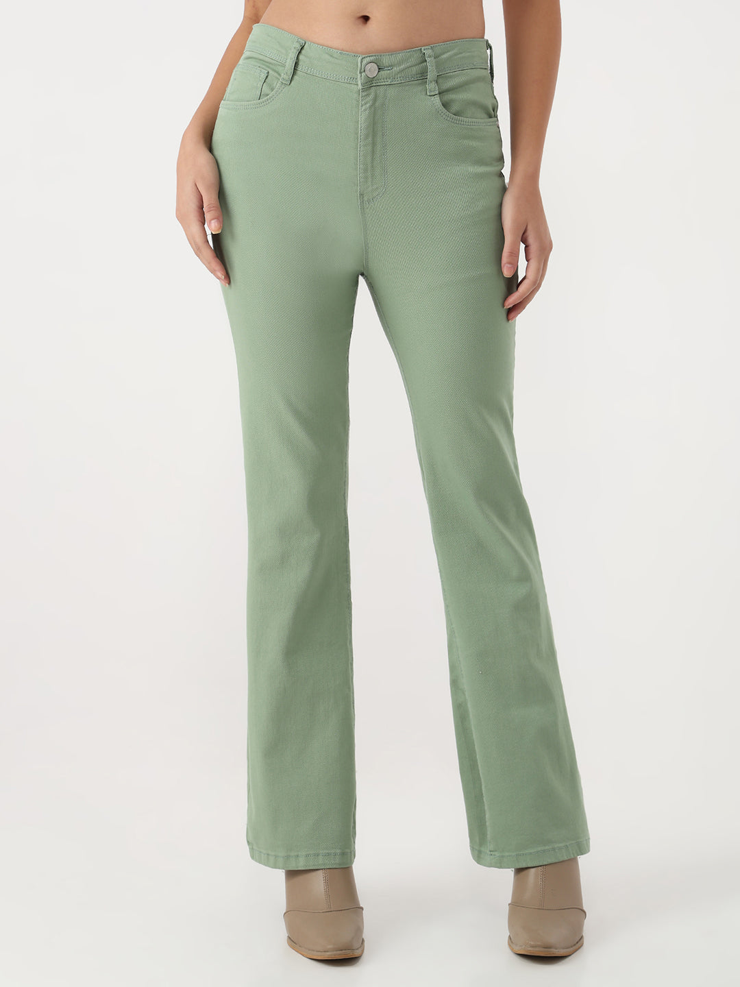 Women Mint High-Rise Flare Jeans