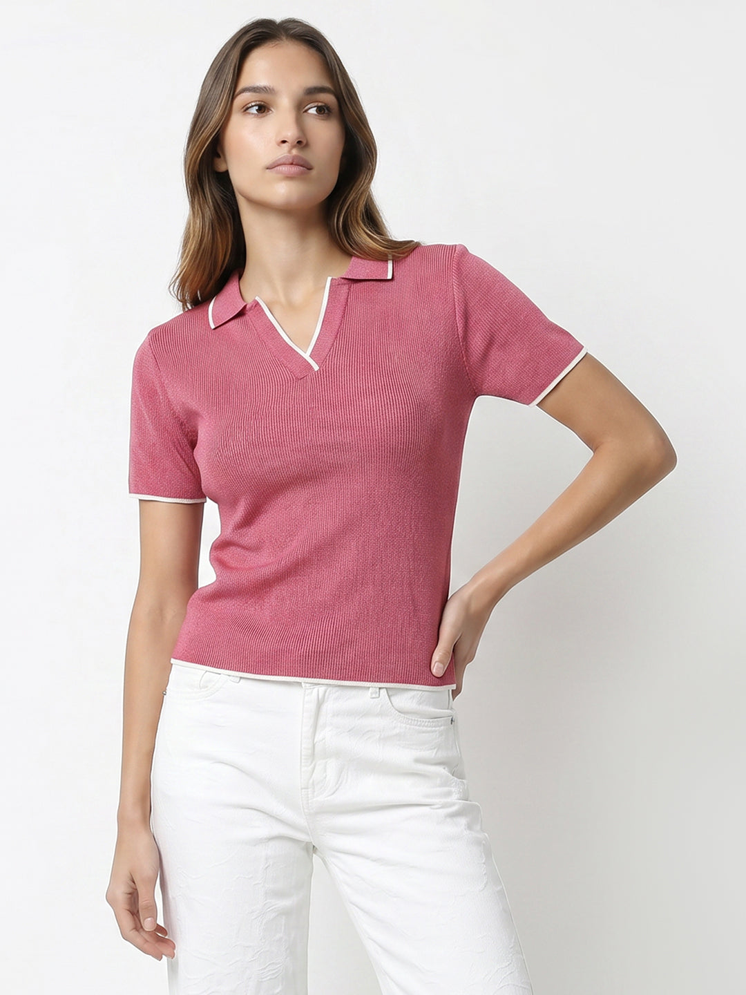 Women Blush Pink Flat Knit