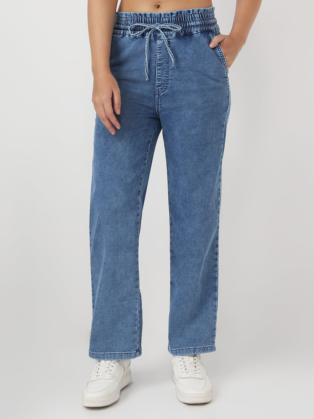 Women Dark Blue Denim Joggers
