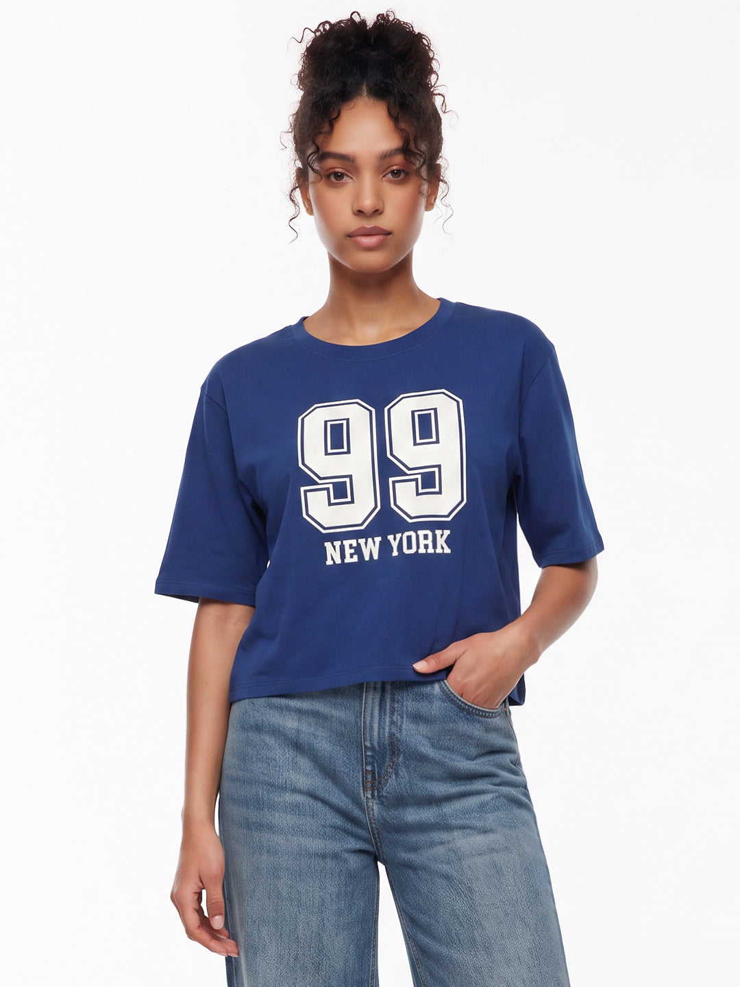 Indigo Graphic Crop Tees
