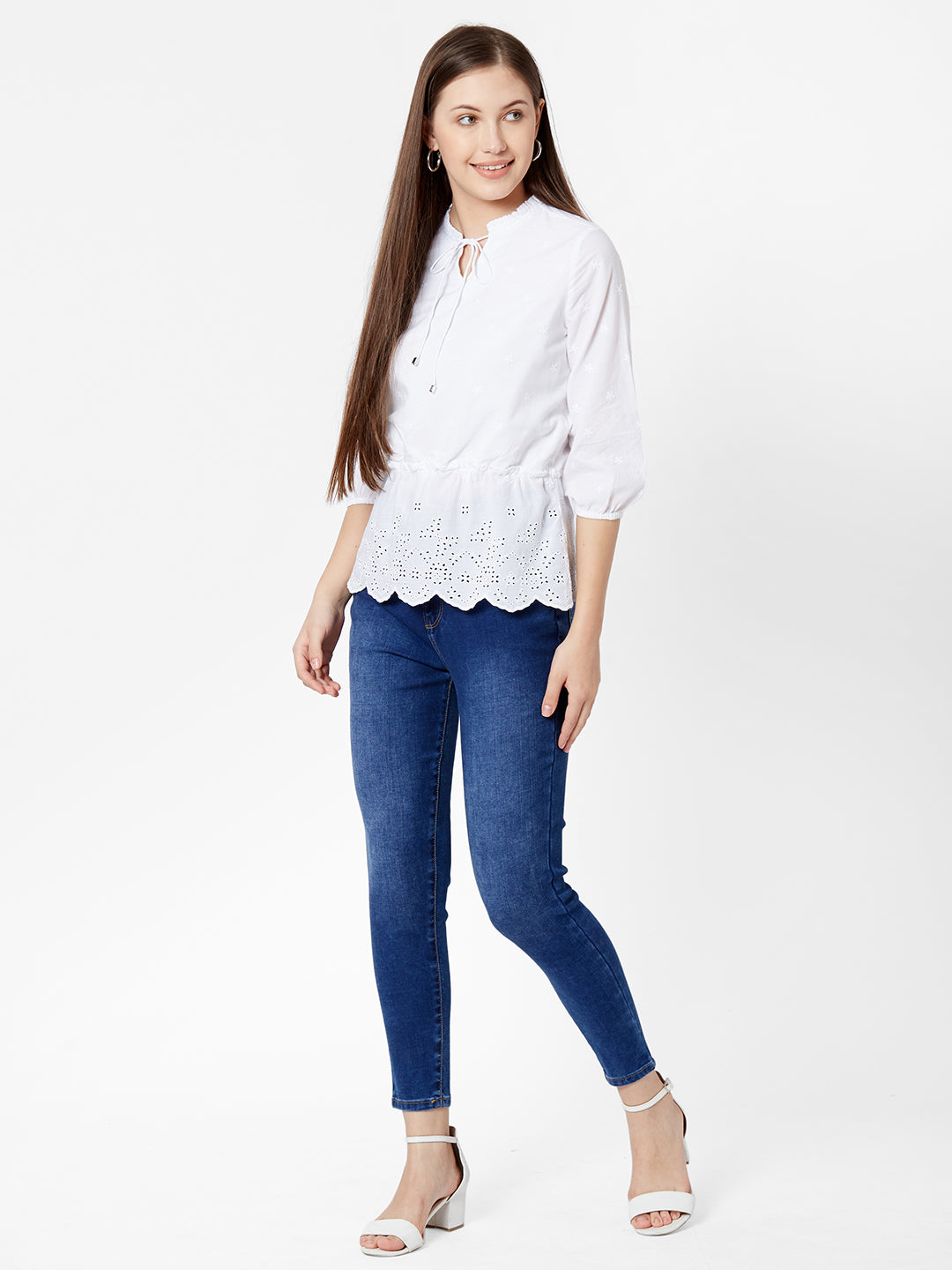 Women White Slim Fit Tank Top