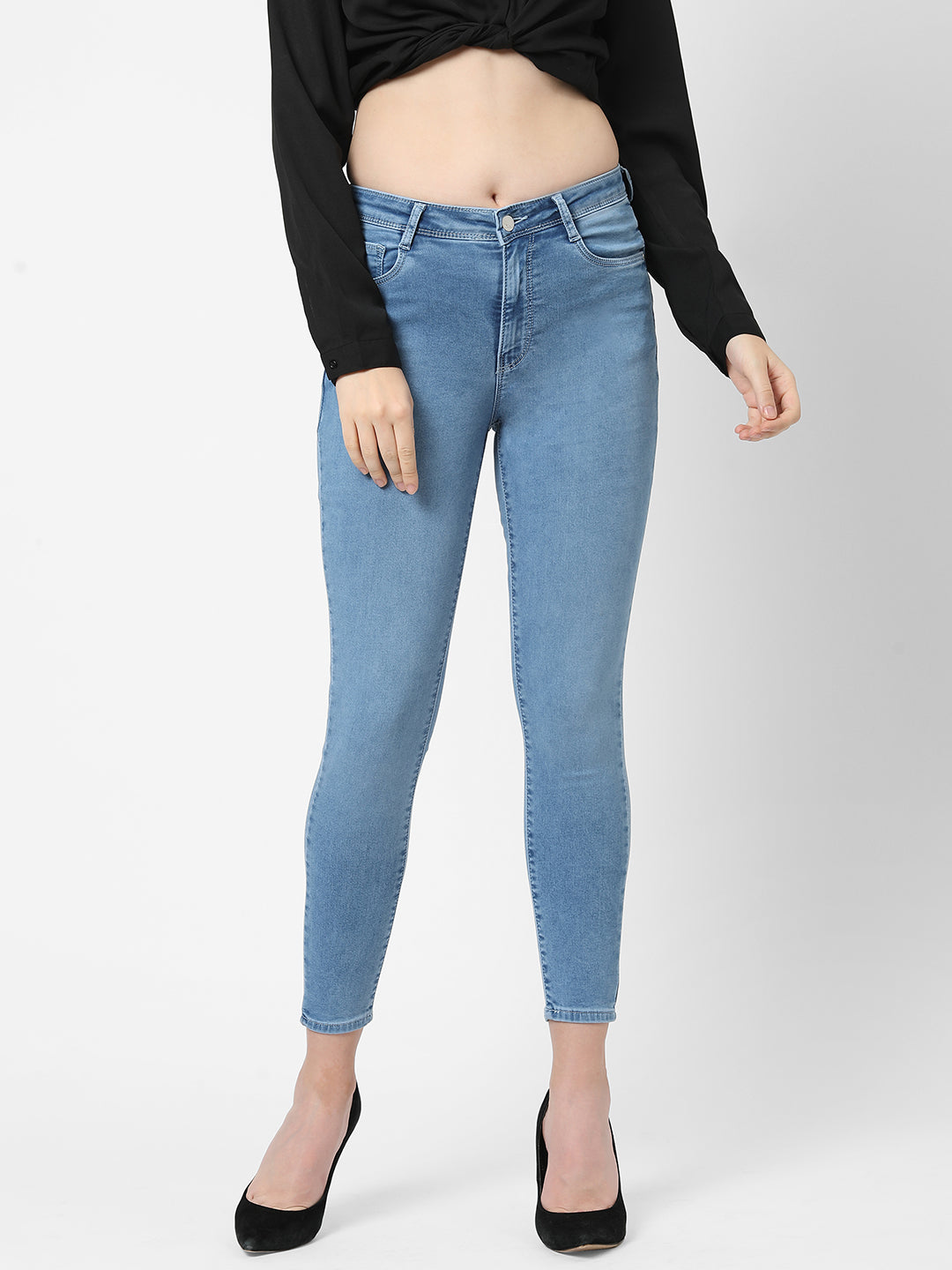 Women Light Blue High-Rise Skinny Jeans