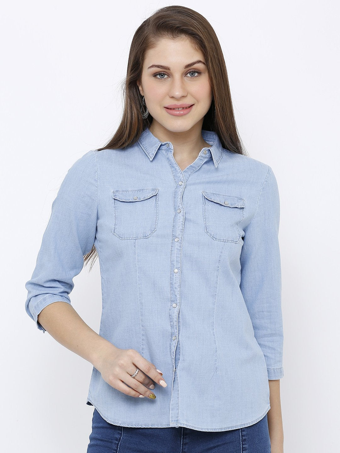 Women Light Blue Denim Shirt
