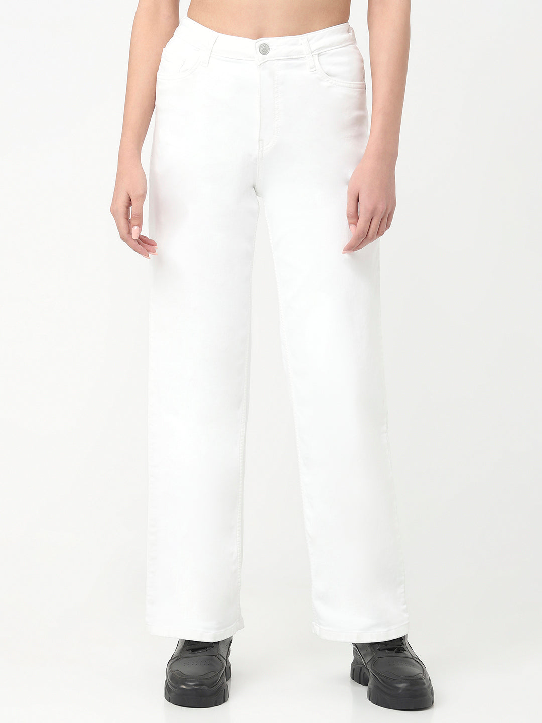 Women White High-Rise Wide Leg Jeans