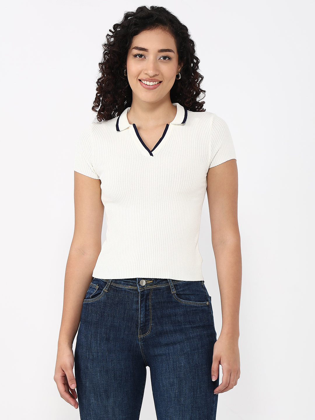 Women White Slim Fit Flat Knit