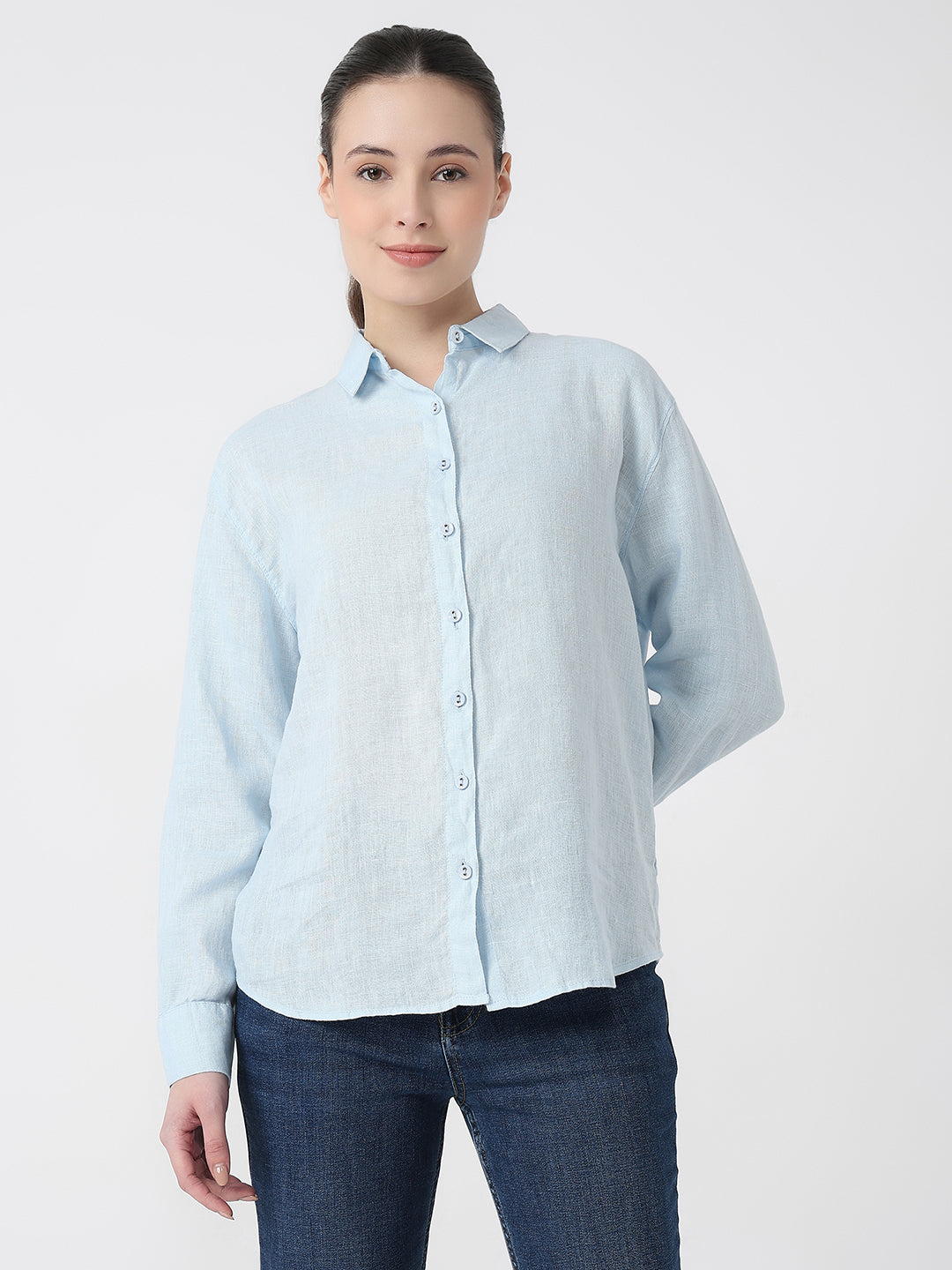 Women Sky Slim Fit Oversized Shirt