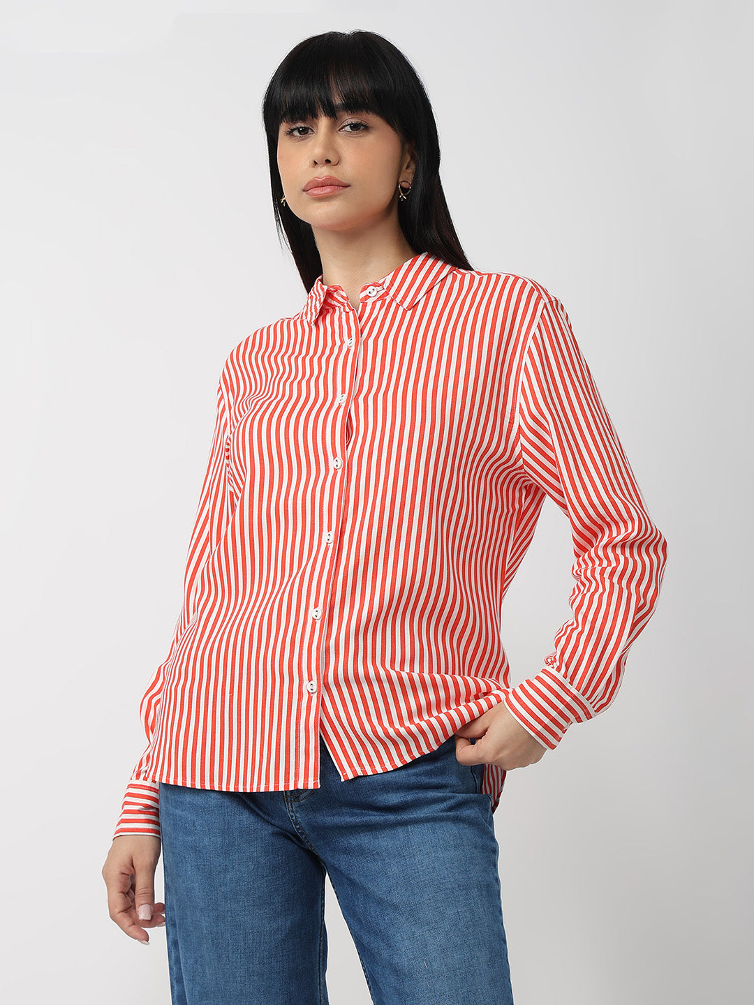Women Flame/White Oversized Shirt