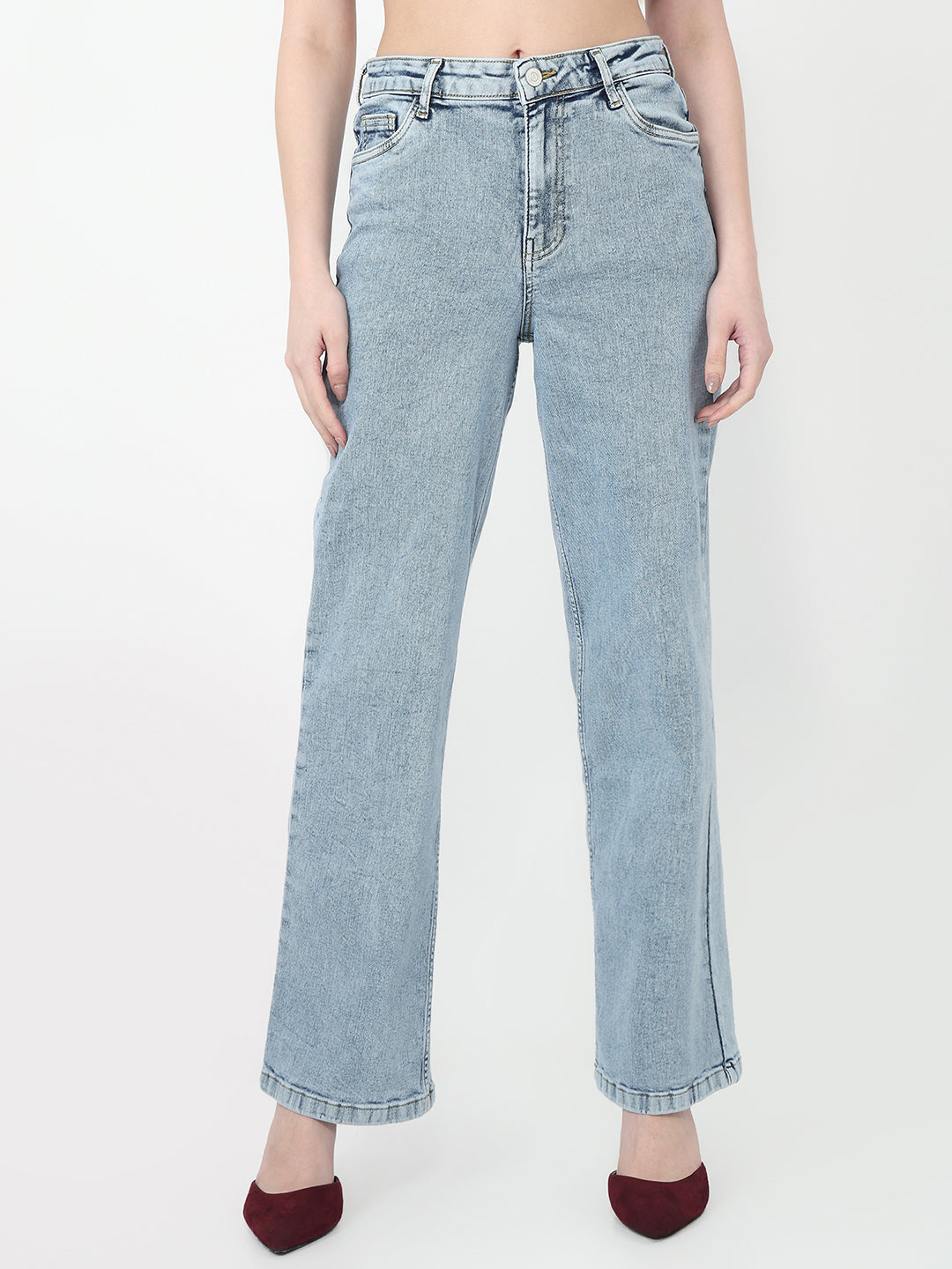 Women Blue High-Rise Wide Leg Jeans