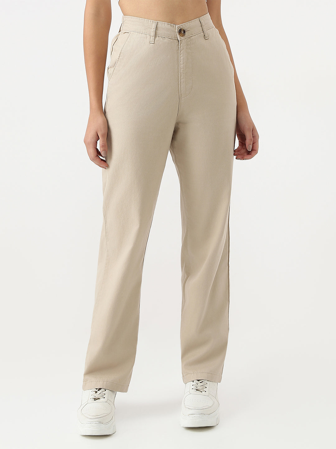 Women High-Rise Regular Fit Korean Pants