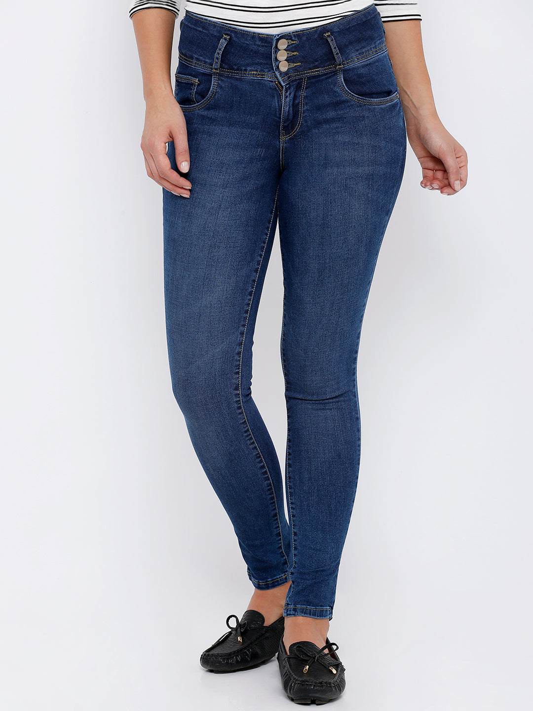 Women Blue High-Rise Skinny Jeans