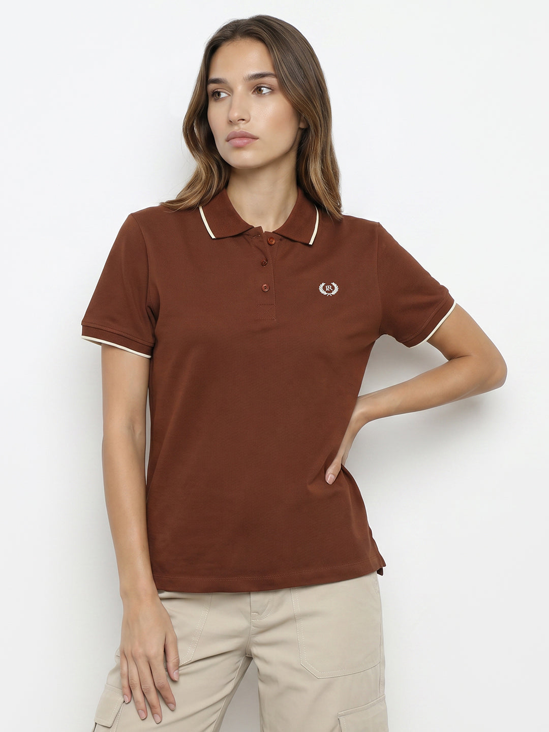 Women Sepia Polo T-Shirt