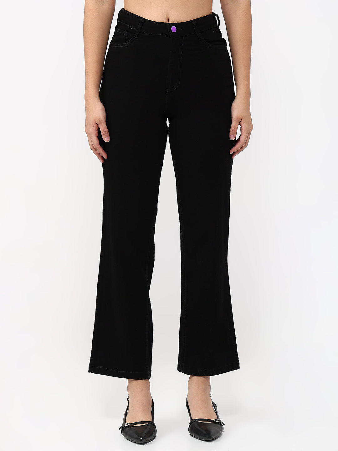 Women Black High-Rise Straight Jeans