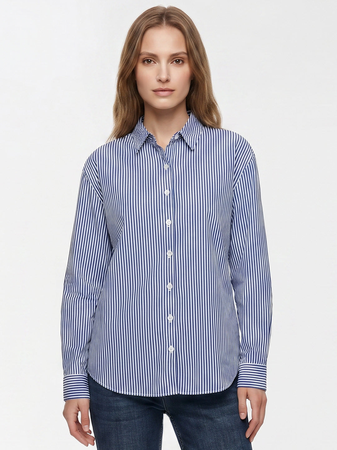 Women Electric Blue/White Oversize Shirt