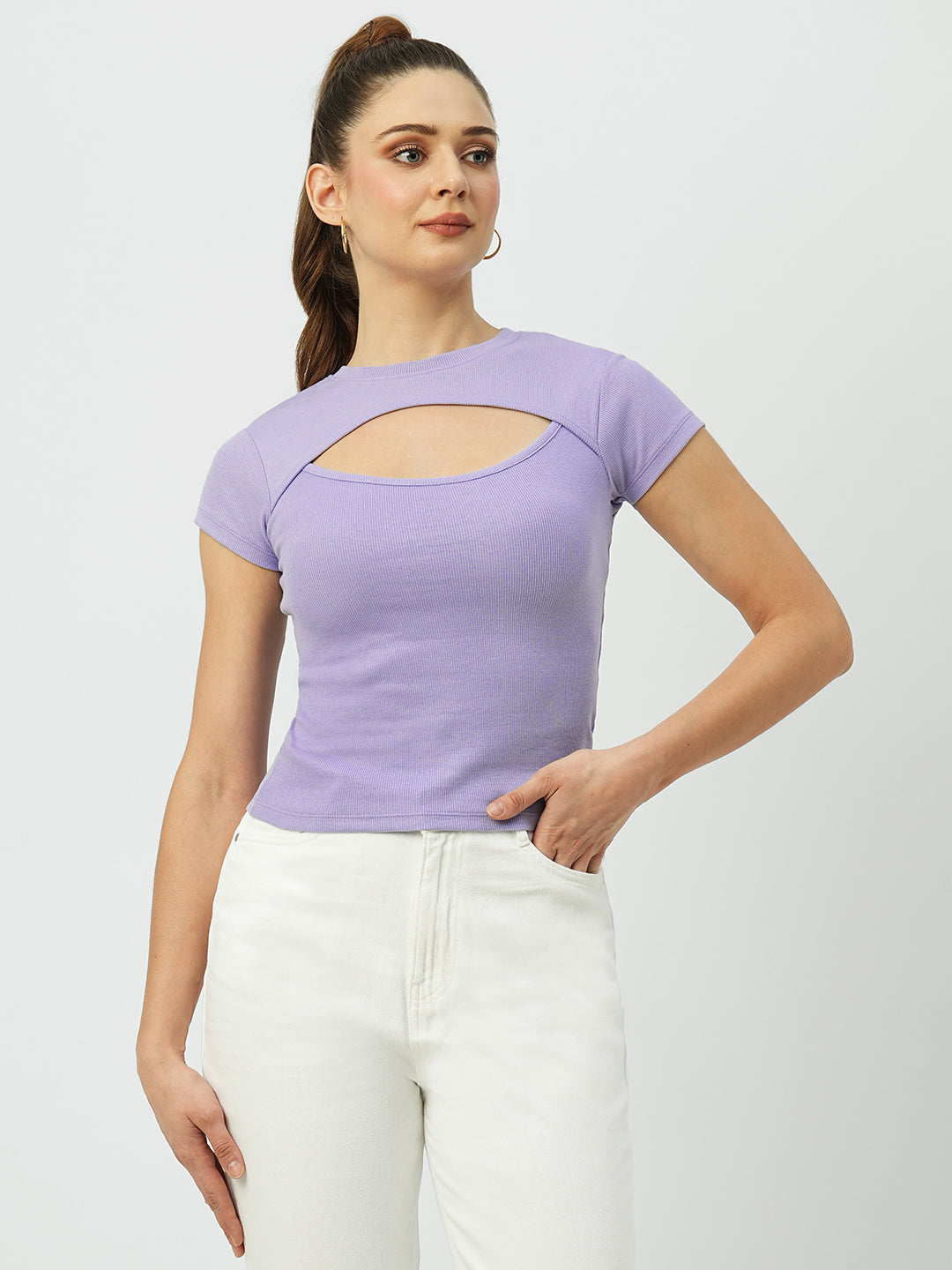 Women Lilac Crop T-Shirt