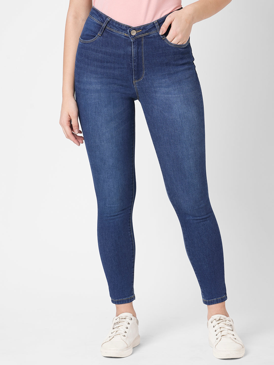 Women Blue High-Rise Skinny Jeans