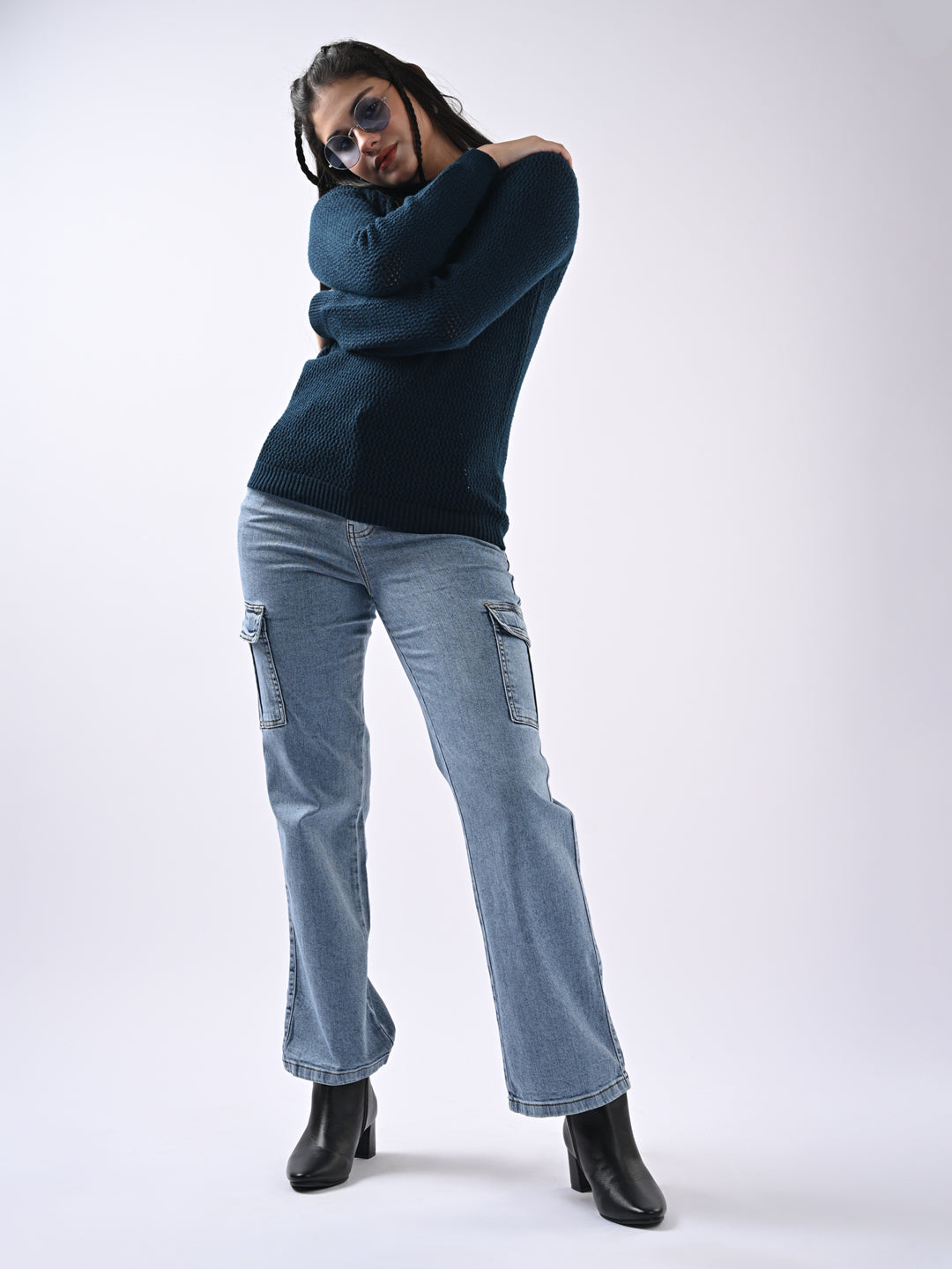 Women Self Design Sweater