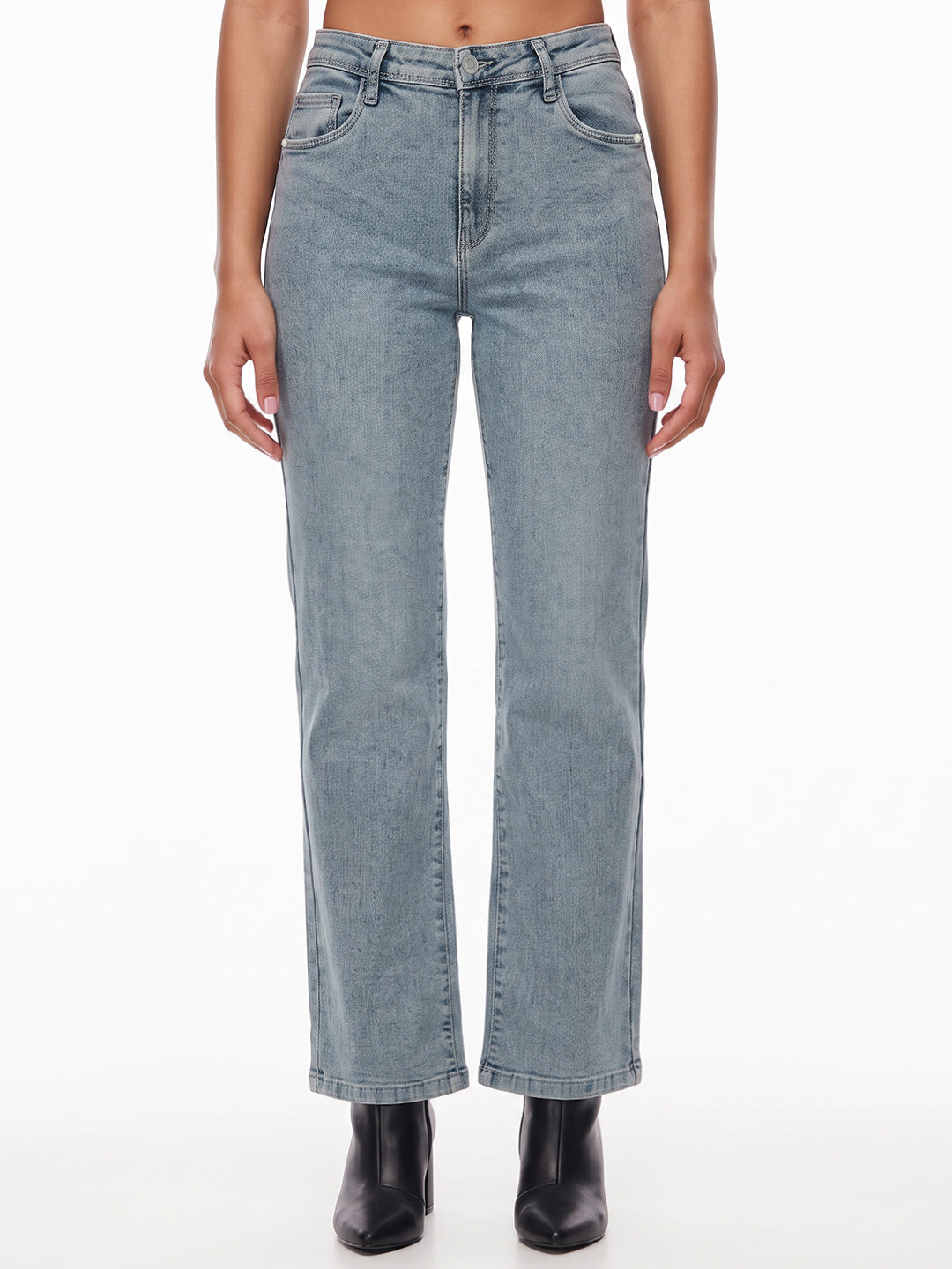 Light Blue High-Rise Crop Flare Jeans