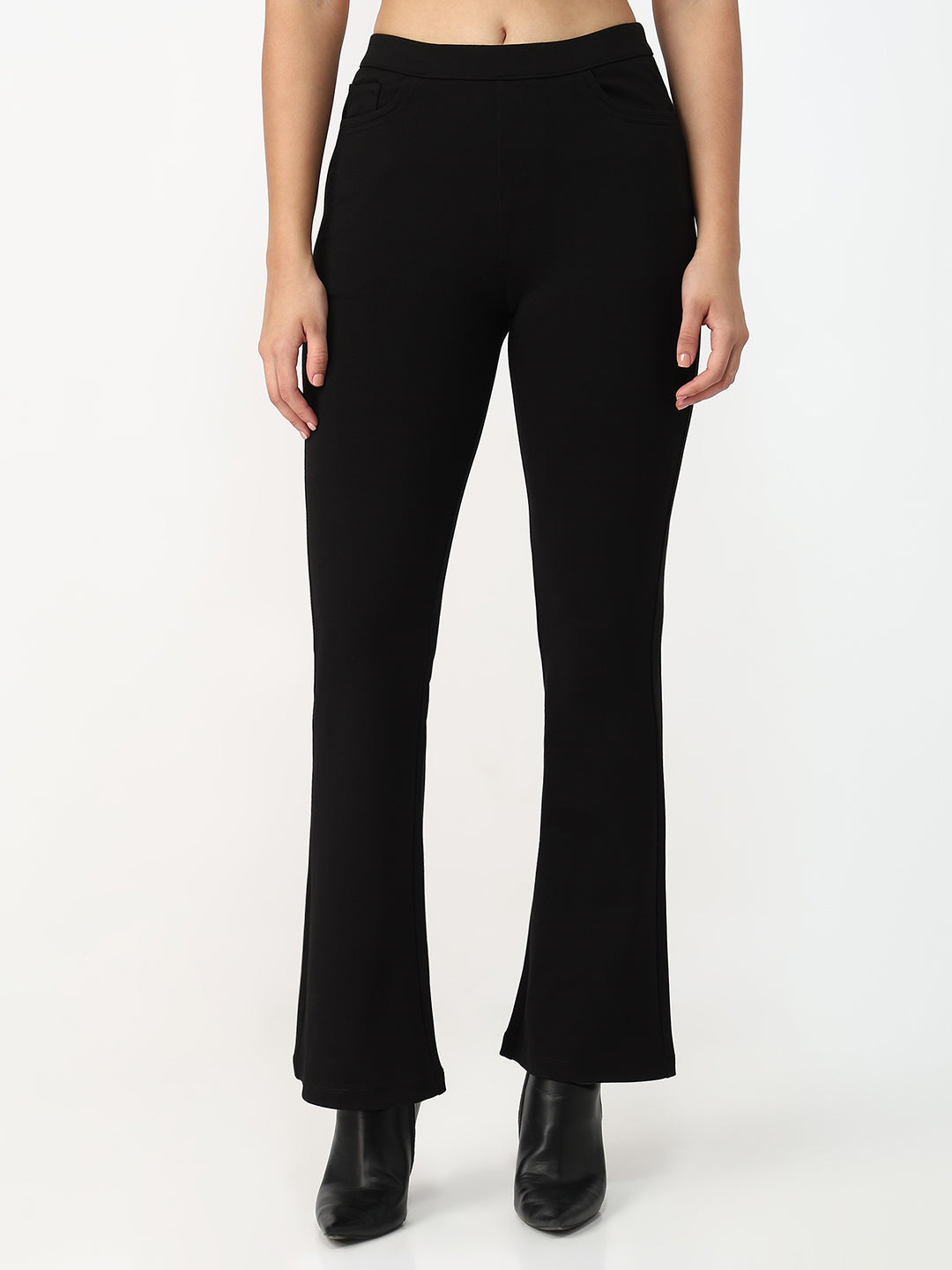 Women Black Flare Treggings