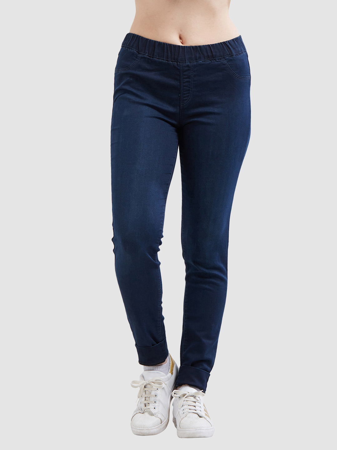Women Blue Mid-Rise Denim Legging