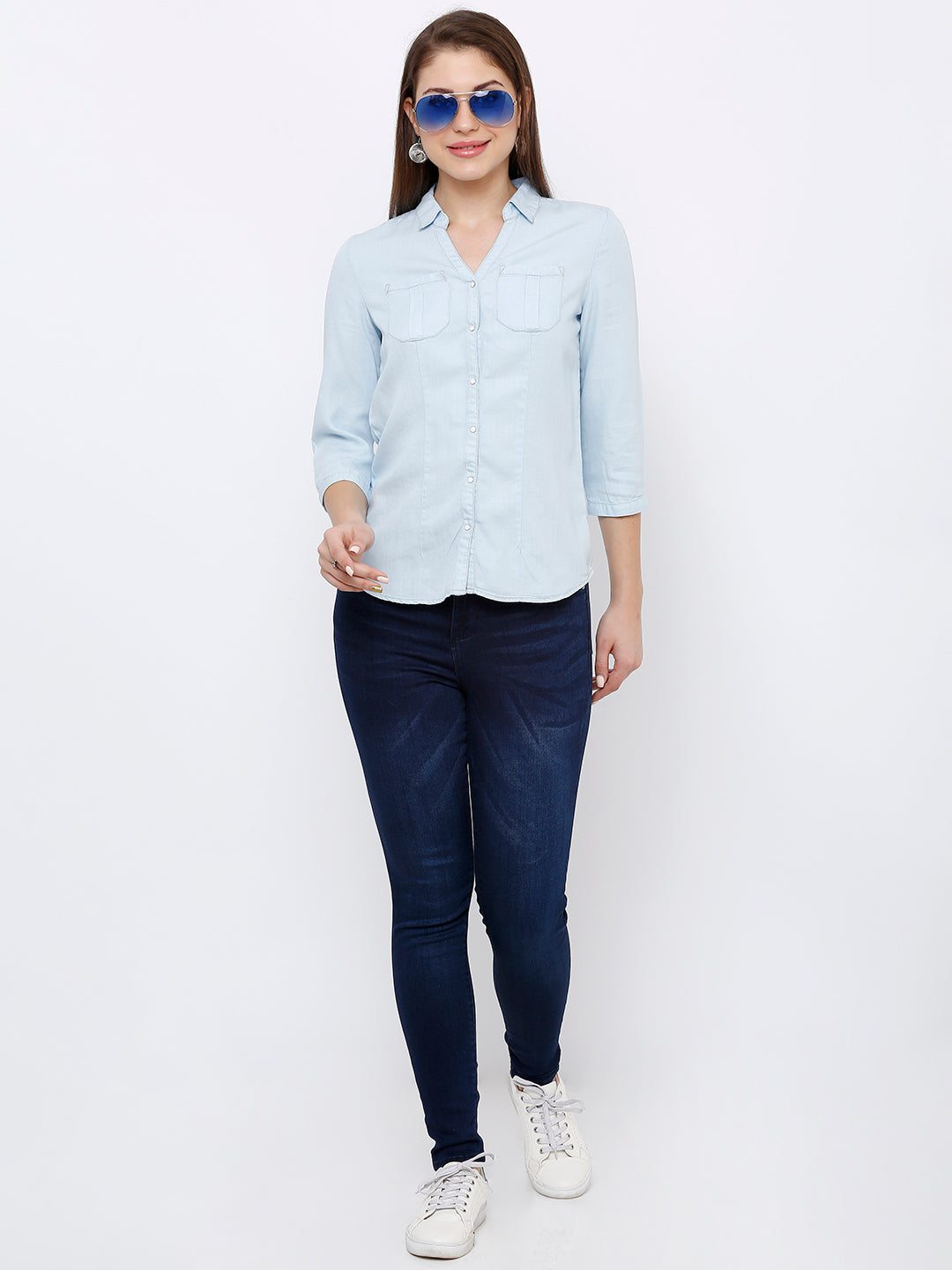 Women Dark Blue High-Rise Crop Jeans