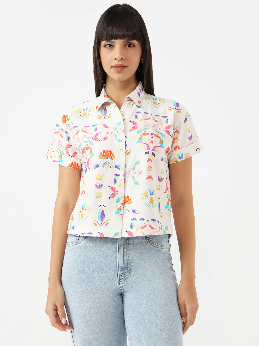 Women Multicolor Crop Shirt
