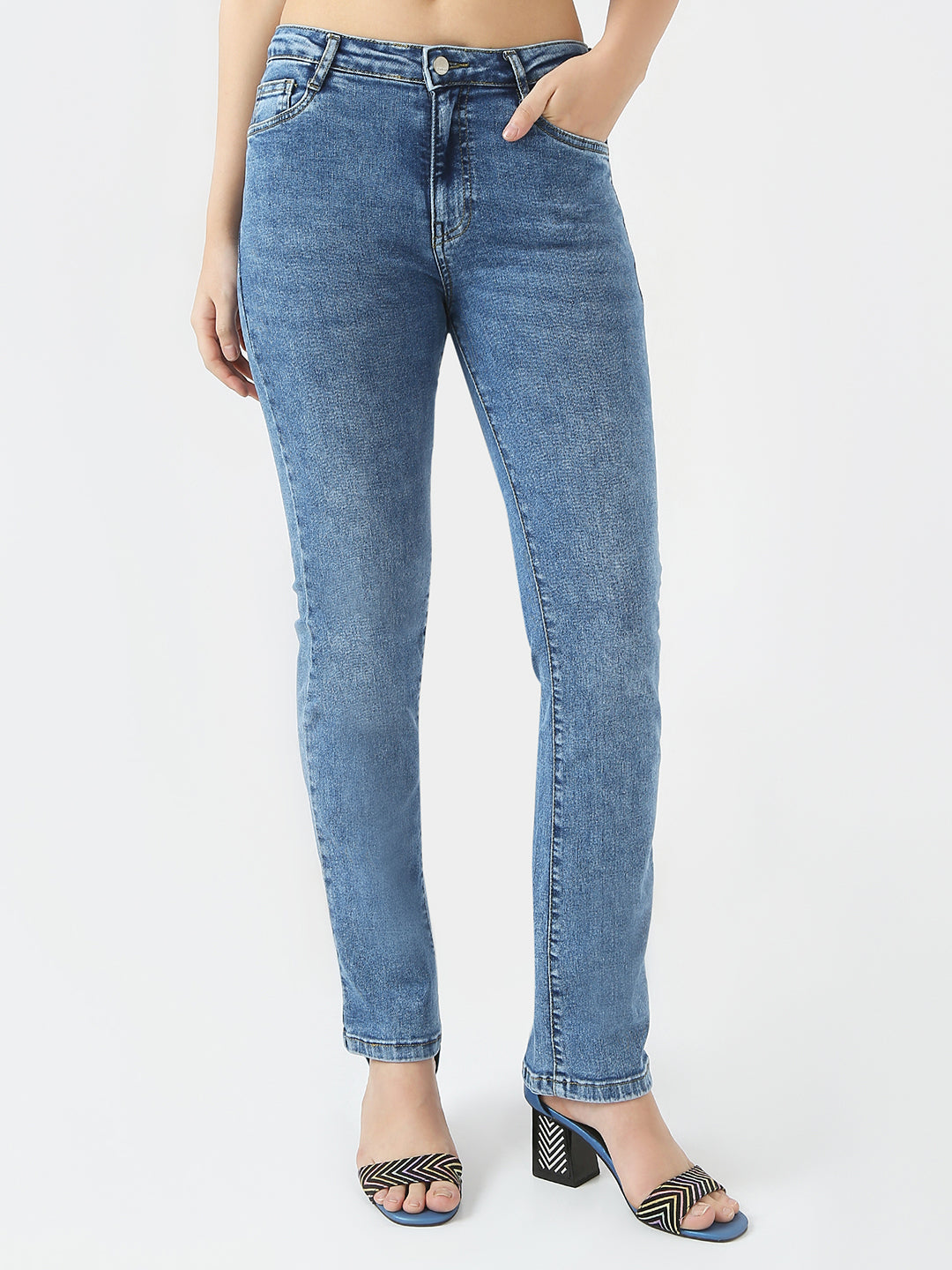 Women High-Rise Slim Straight Fit Jeans