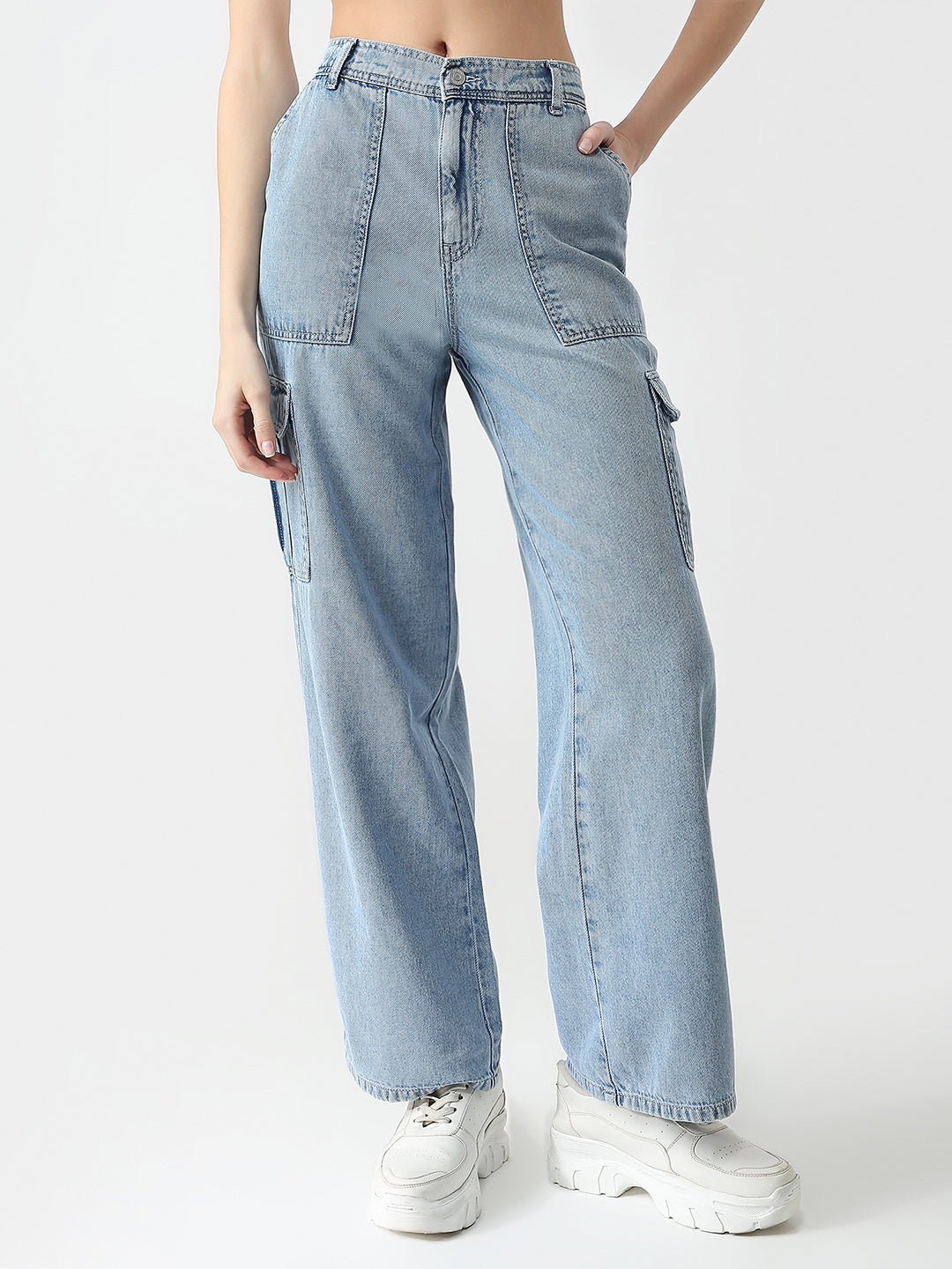 Women High Rise Loose Fit Cargo