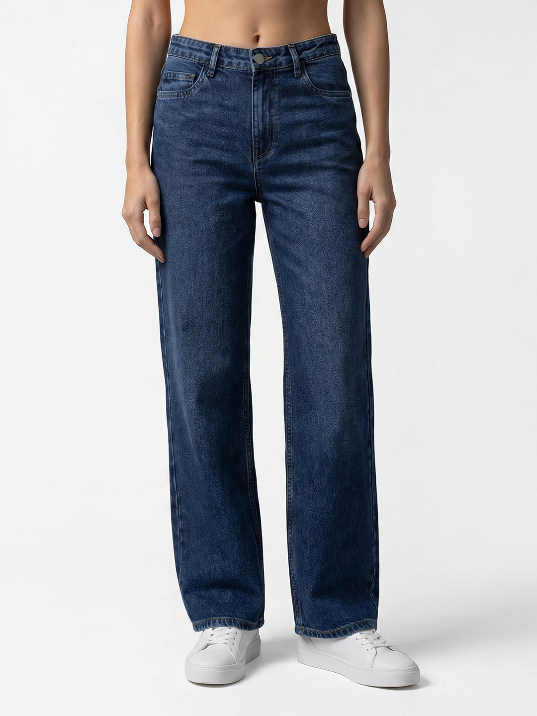 Women Blue High-Rise Straight Fit Jeans