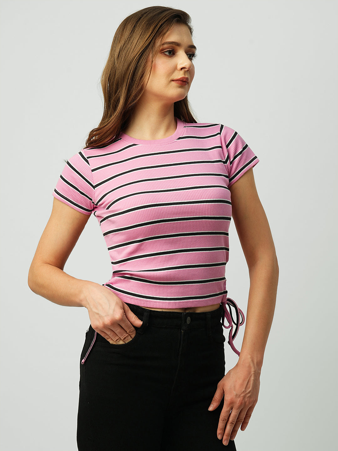 Women Pink Crop T-Shirt