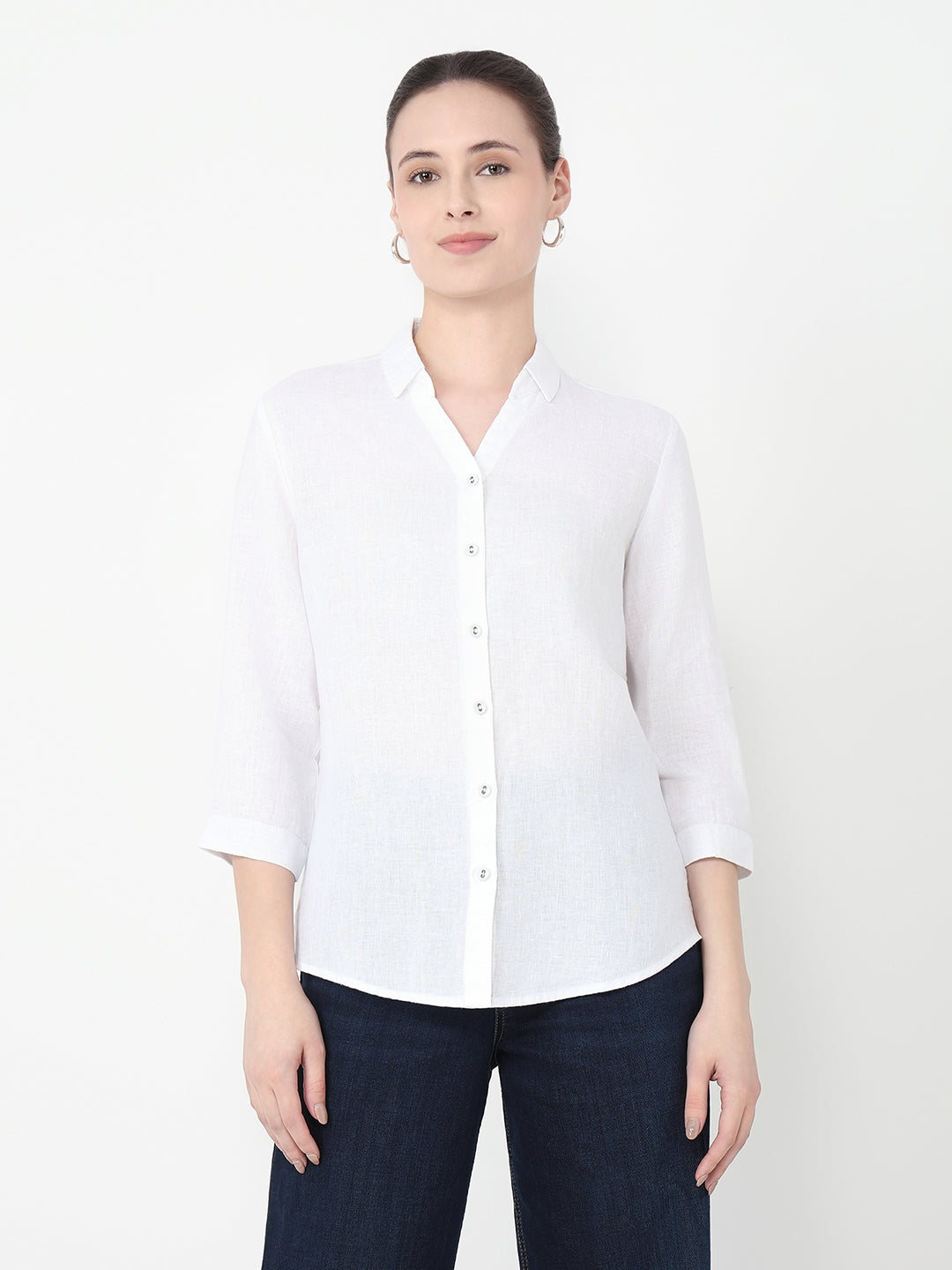 Women White Slim Fit Shirt