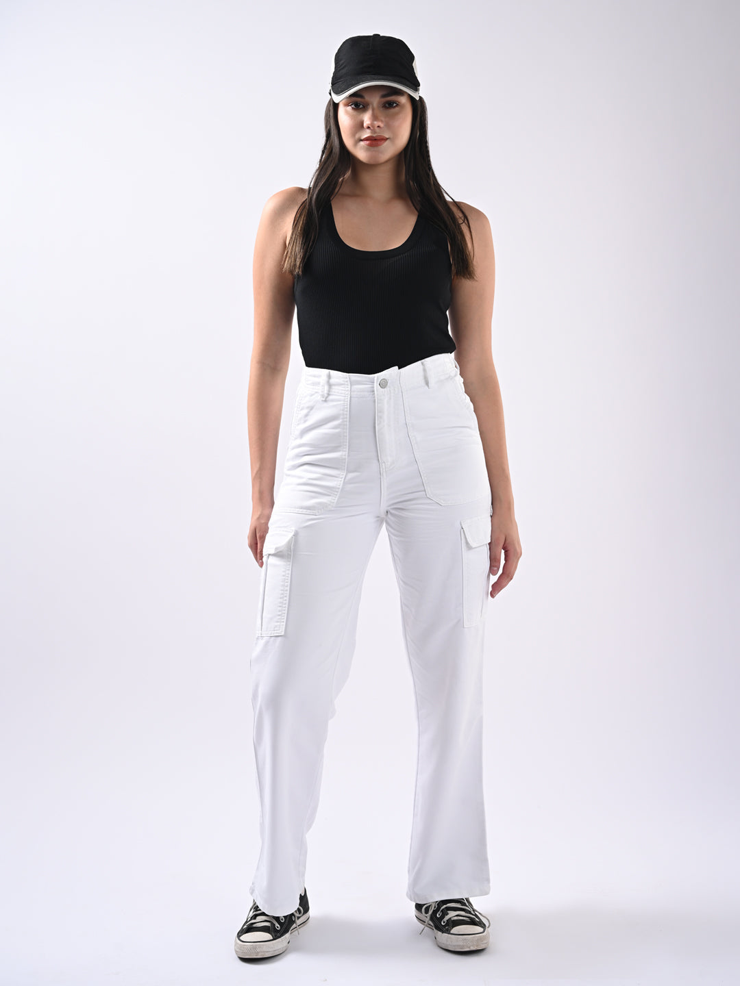 Women White High-Rise Cargo