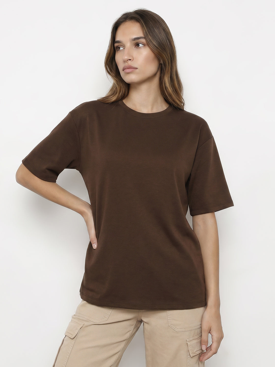 Women Brown Oversize T-Shirt