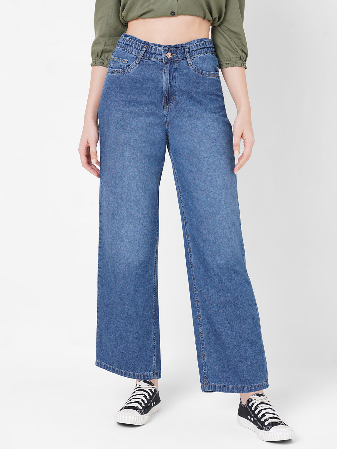 Women High-Rise Parallel Wide Leg Jeans