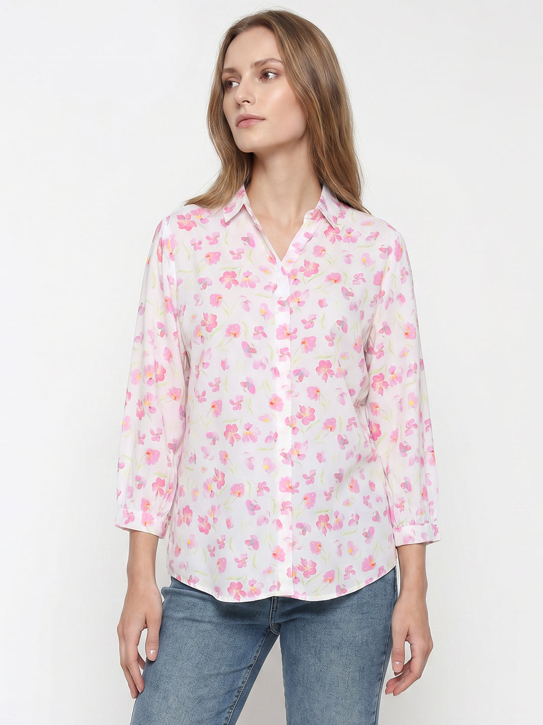 Women Pink Floral Shirt
