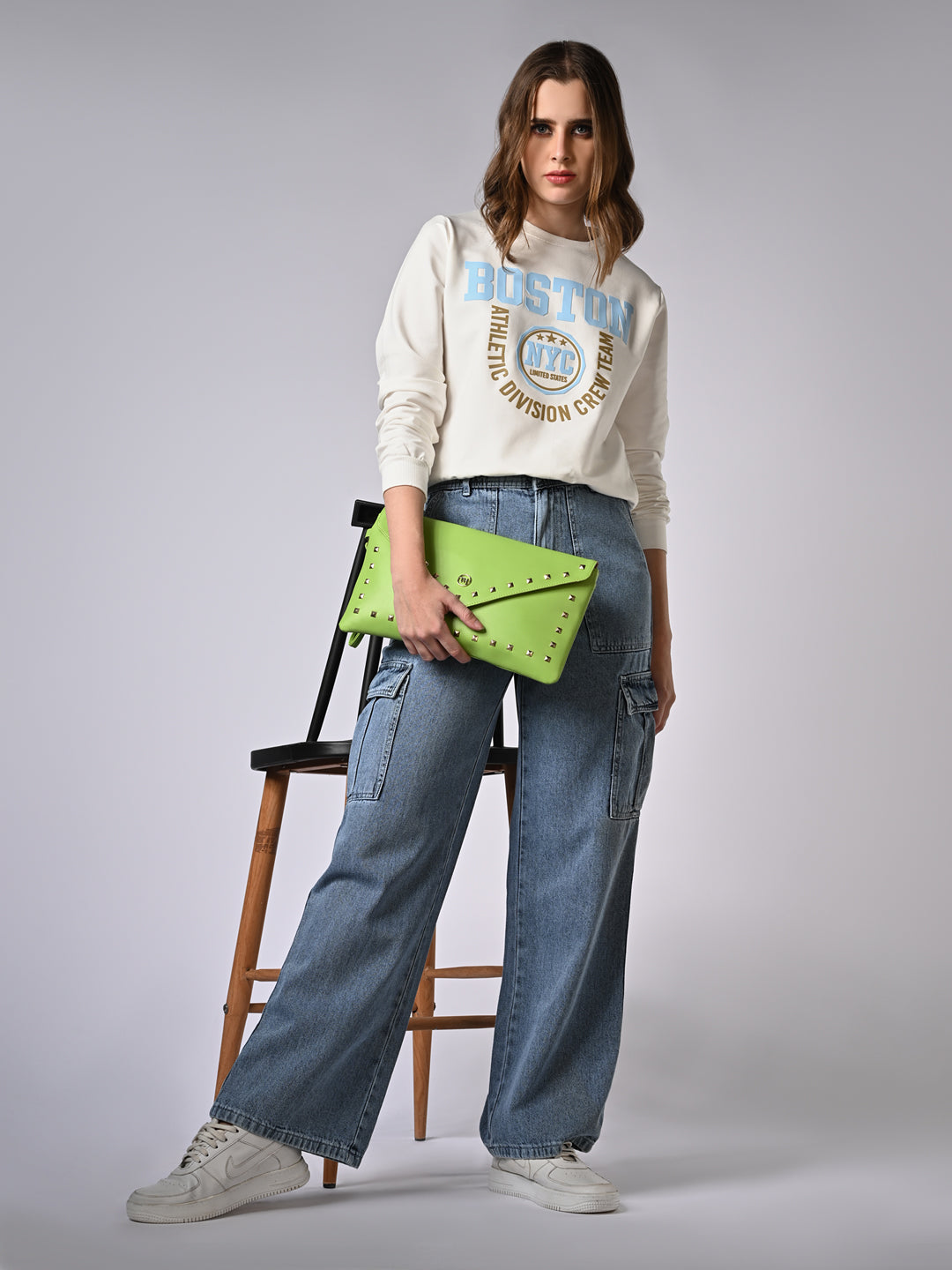 Women High-Rise Loose Straight Fit Cargo
