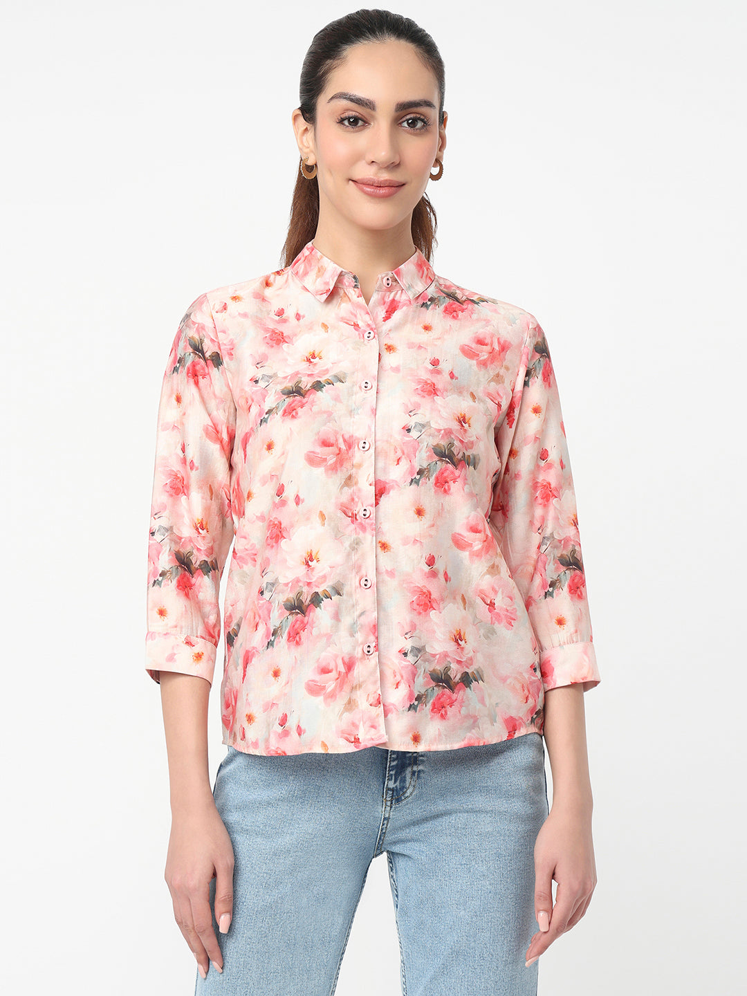 Women Red Floral Printed Shirt