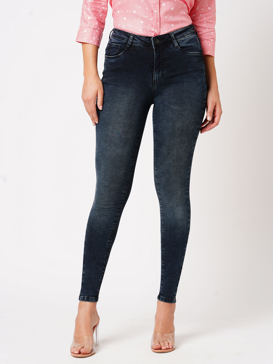 Women Carbon Black High-Rise Skinny Jeans
