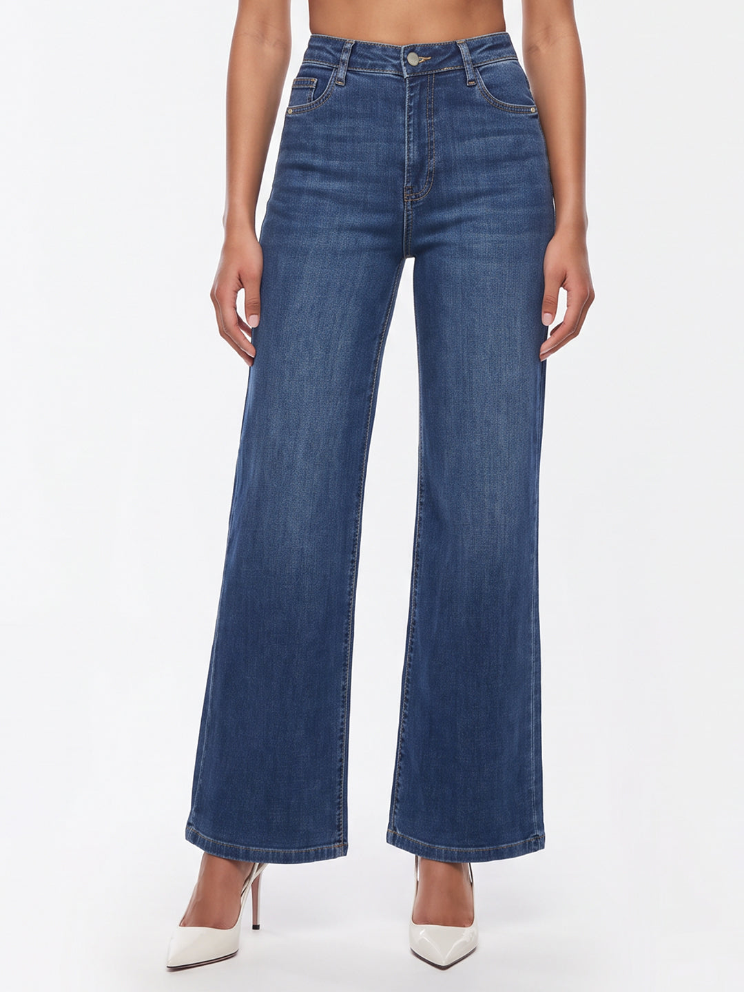 Blue High-Rise Super Wide Leg Jeans
