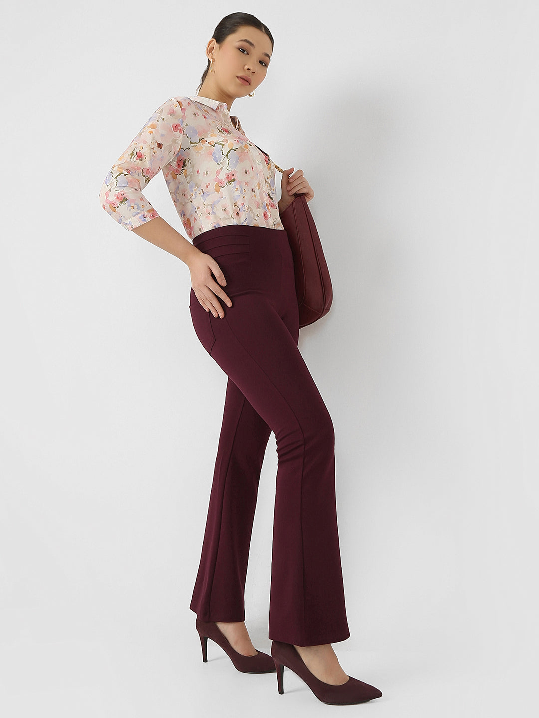 Women Wine Flare Treggings