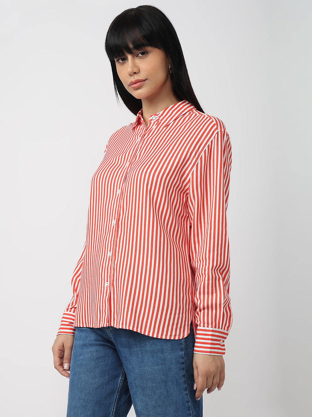 Women Flame/White Oversized Shirt