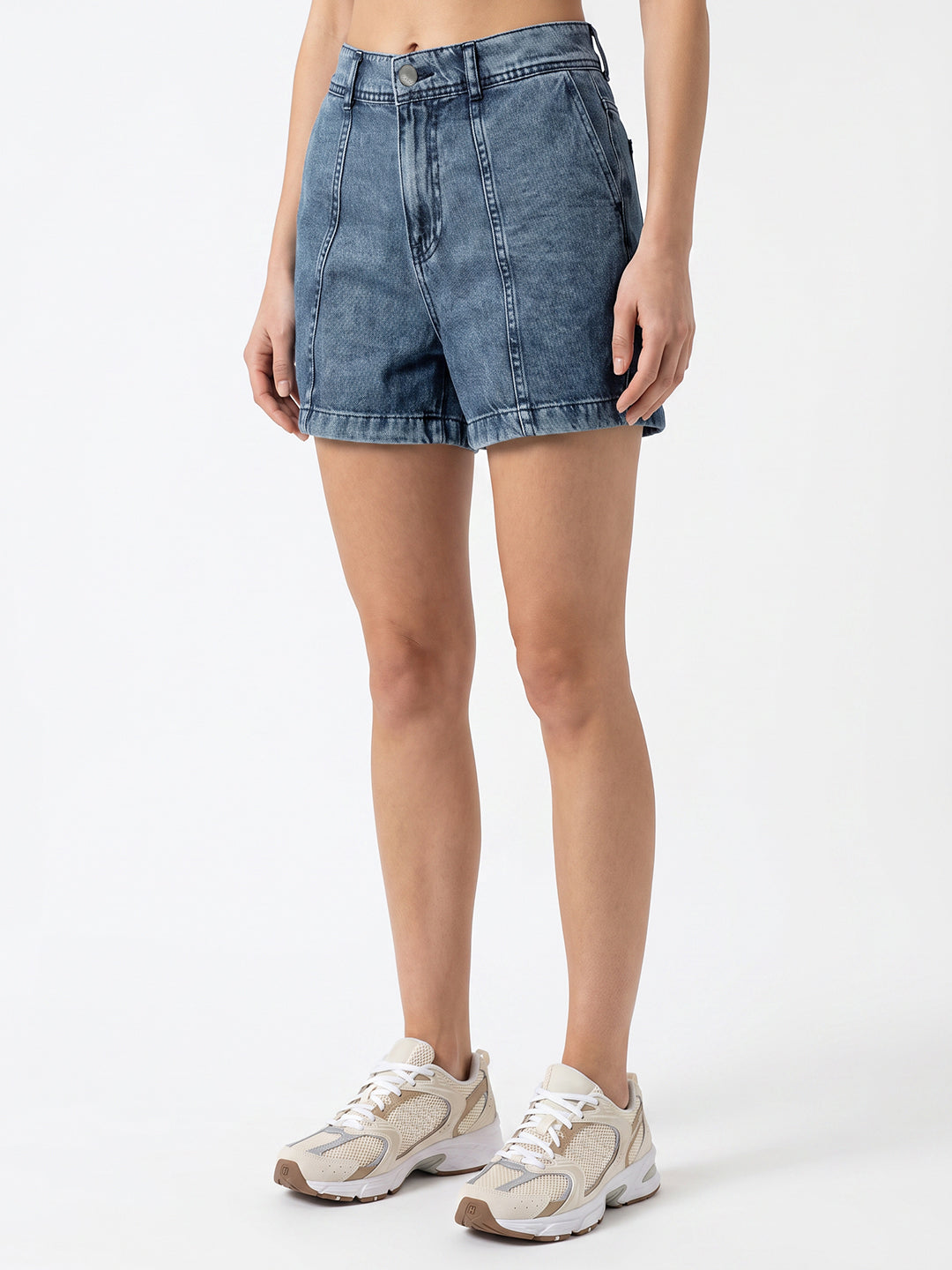 Women Blue High-Rise Shorts