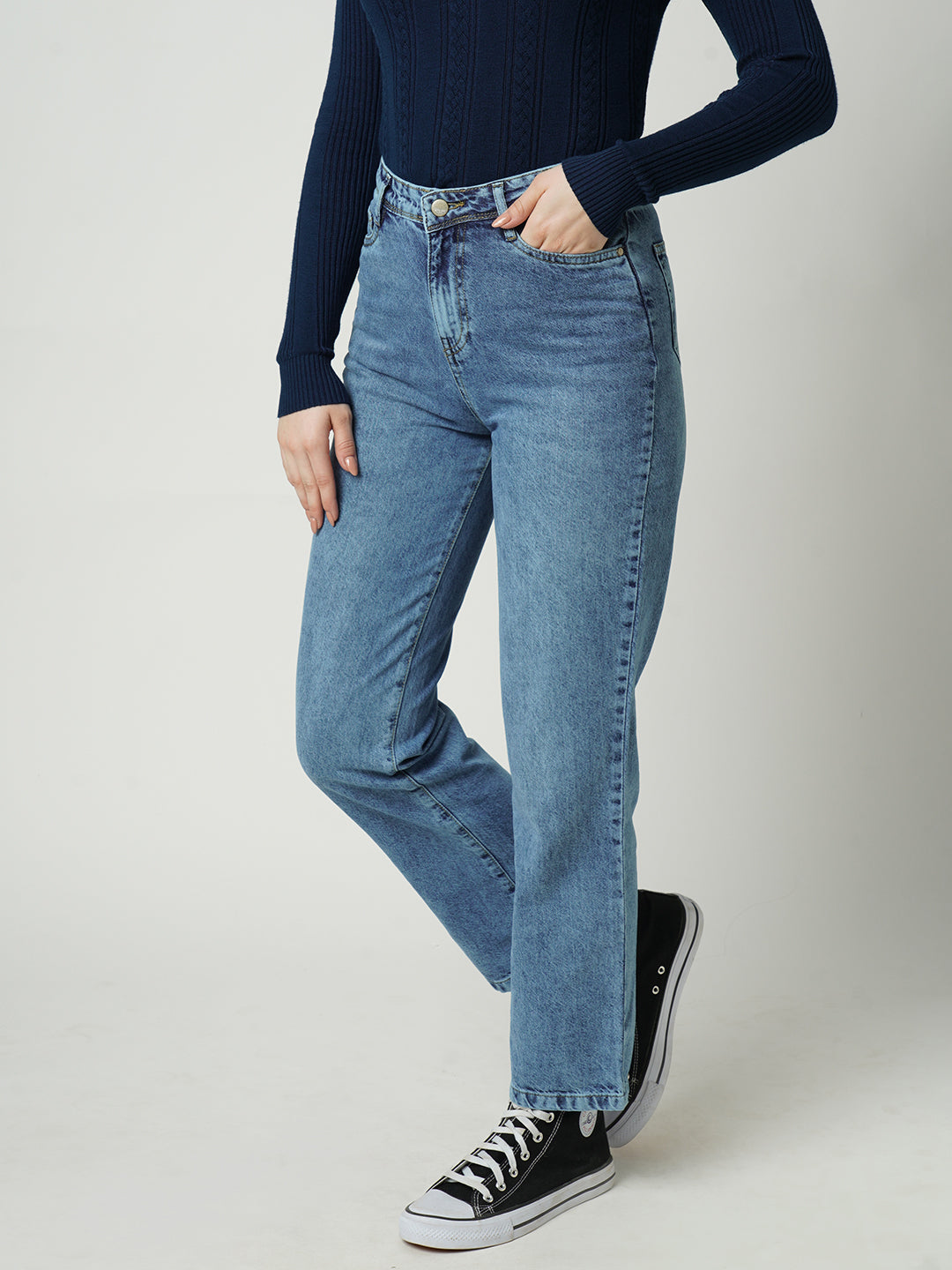 Women High-Rise Loose Straight Jeans