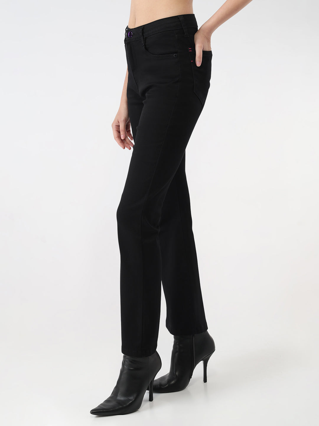 Women Black Mini Flare Jeans