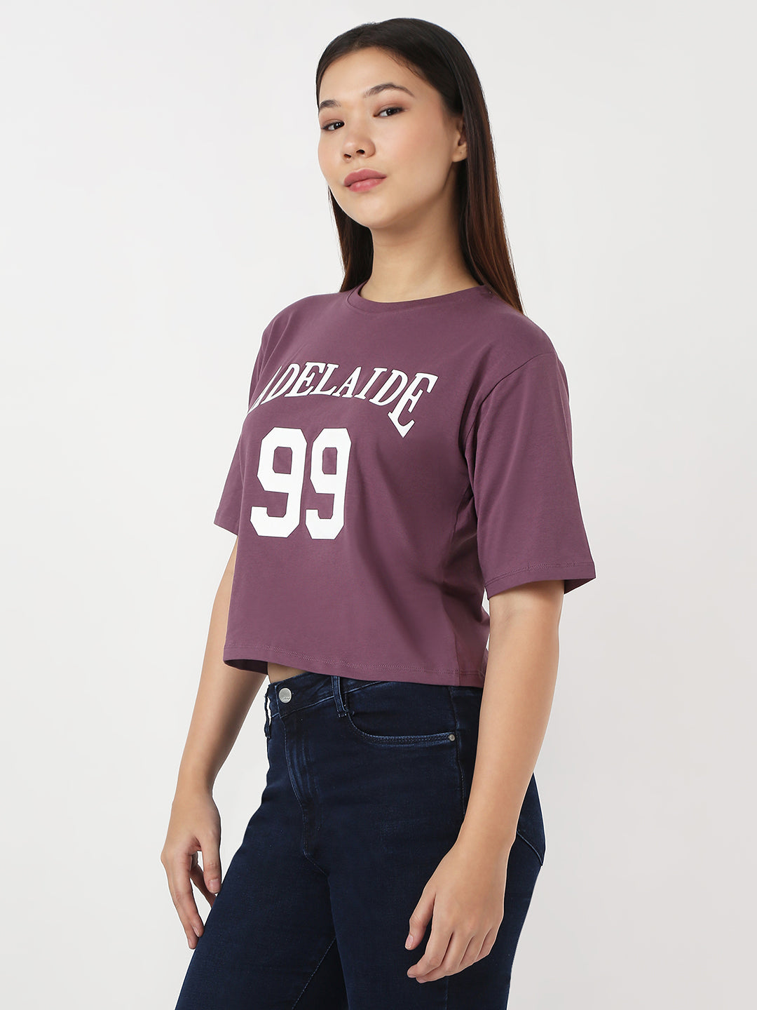 Women Mauve Slim Boxy T-Shirt