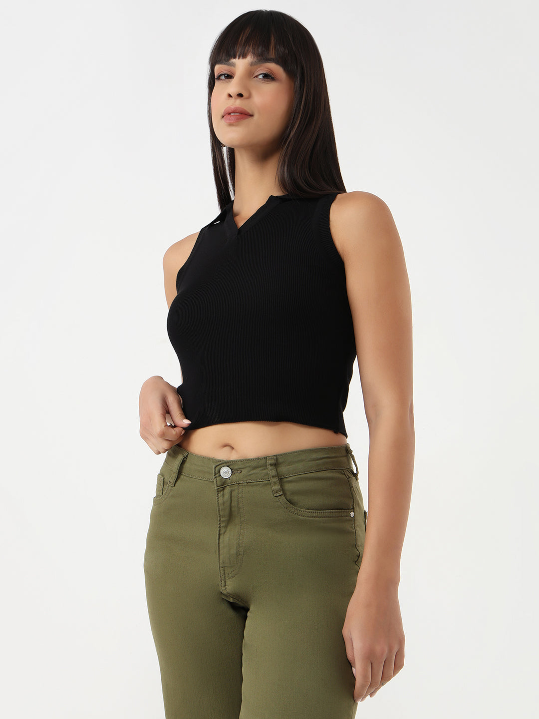 Women Black Slim Tank Top